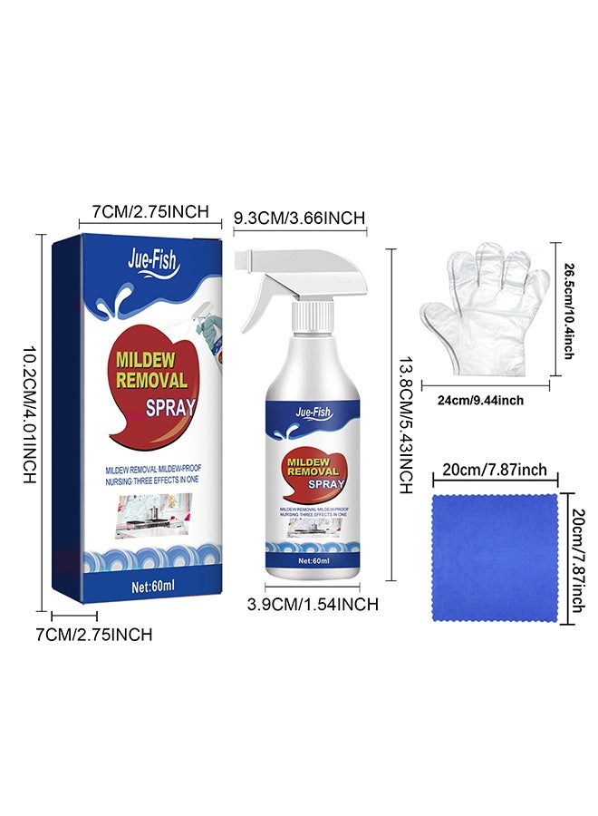 JUE-FISH Mildew Remover Spray 60ml, Deep Mold Stain Penetration, for Cleaning Bathroom Tiles, Walls, Ceilings, Mildew Spots, Multi-Functional Mildew Removal Spray - Image 2
